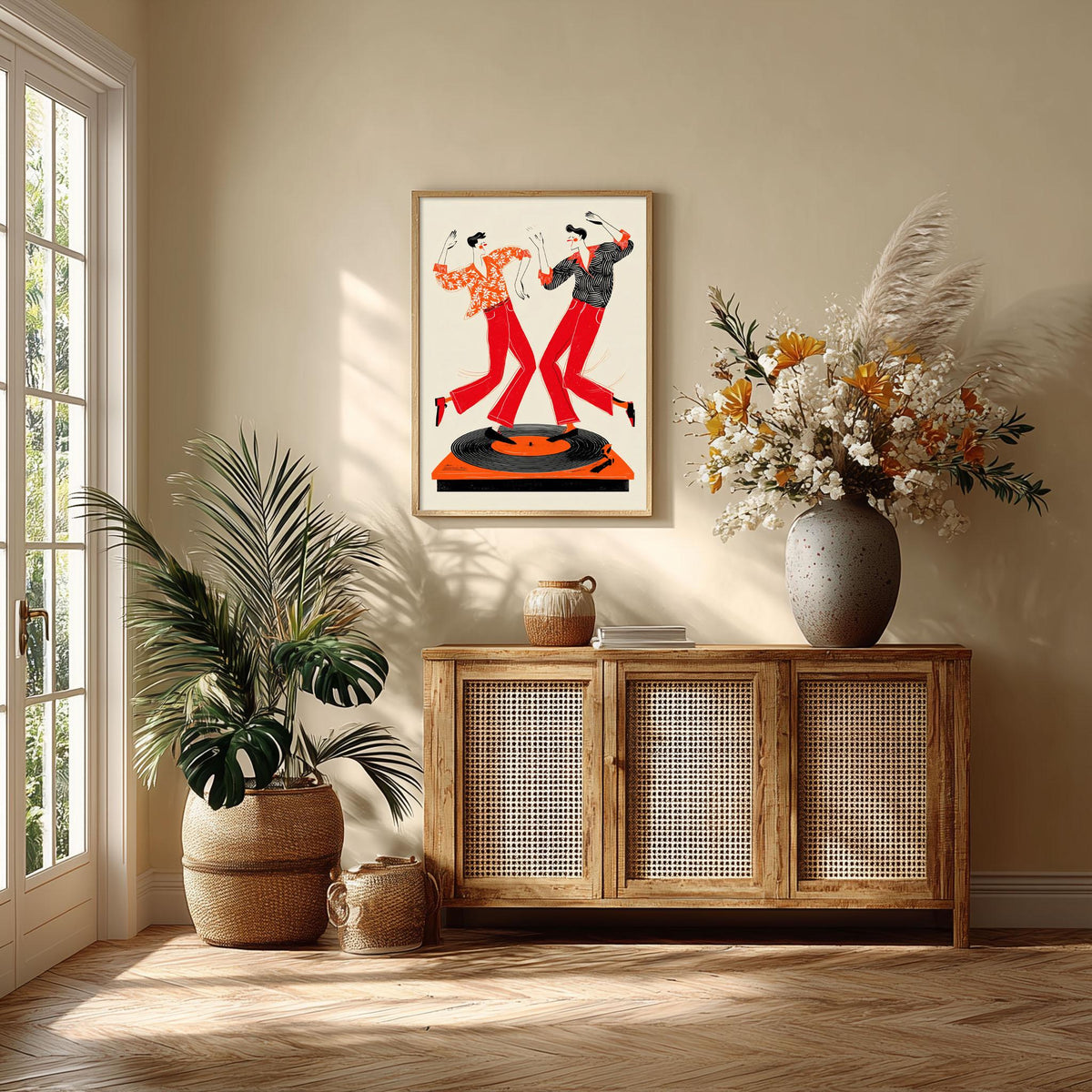 Retro Dance Poster | Vinyl Record Art Print, Music Wall Art | 70s Disco Decor