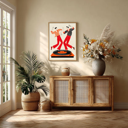 Retro Dance Poster | Vinyl Record Art Print, Music Wall Art | 70s Disco Decor