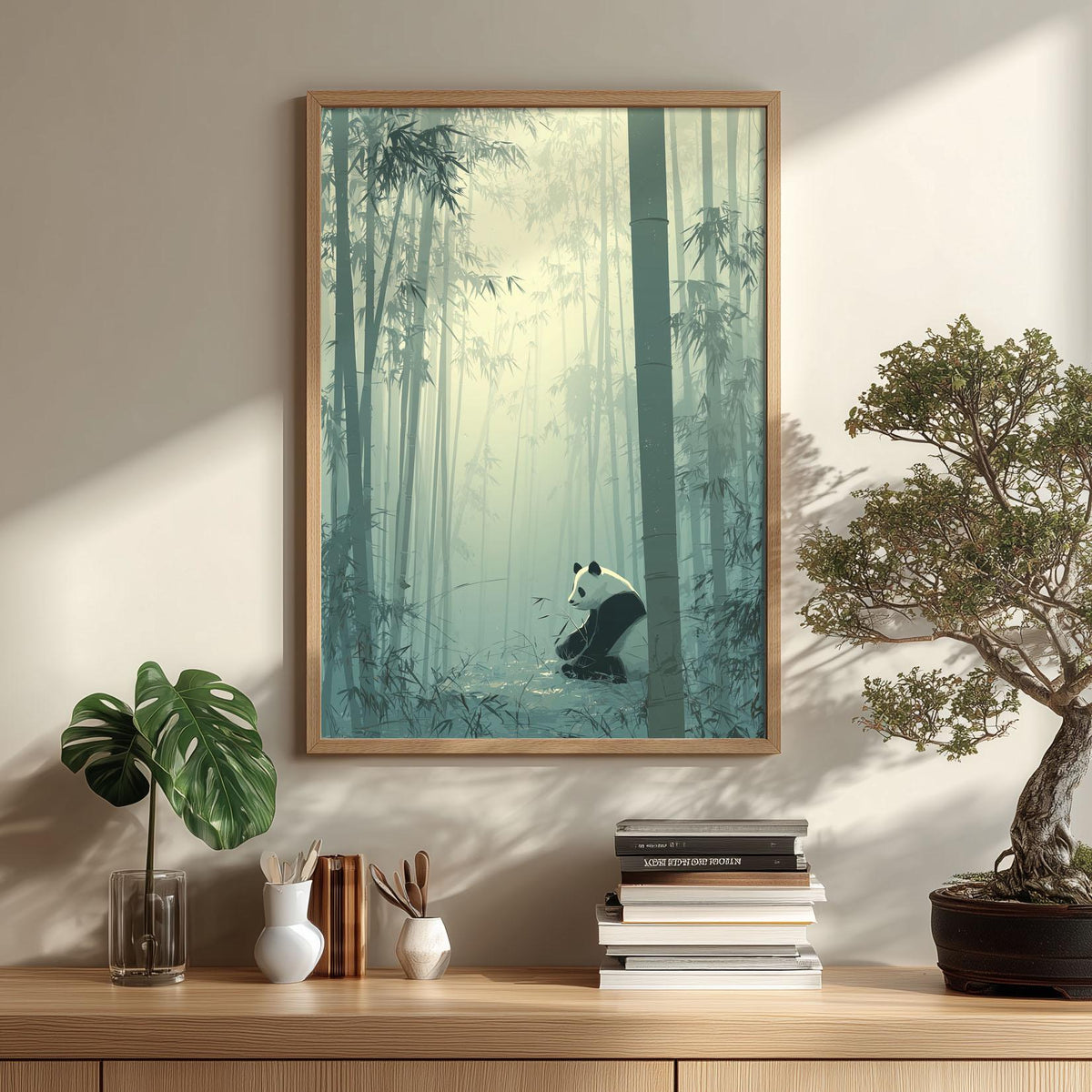 Panda Print | Japanese Nature Wall Art | Bamboo Forest Poster | Zen Nursery Decor