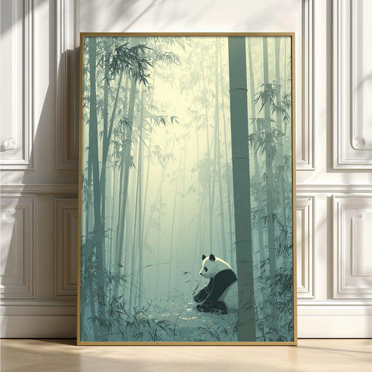 Panda Print | Japanese Nature Wall Art | Bamboo Forest Poster | Zen Nursery Decor