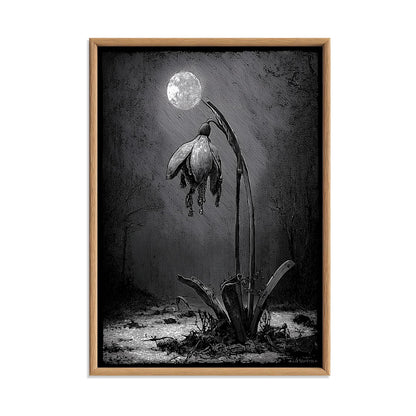 Snowdrop Flower Print – Black & White Botanical Poster | Gothic Wall Art