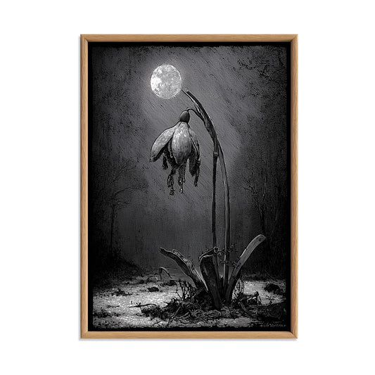 Snowdrop Flower Print – Black & White Botanical Poster | Gothic Wall Art