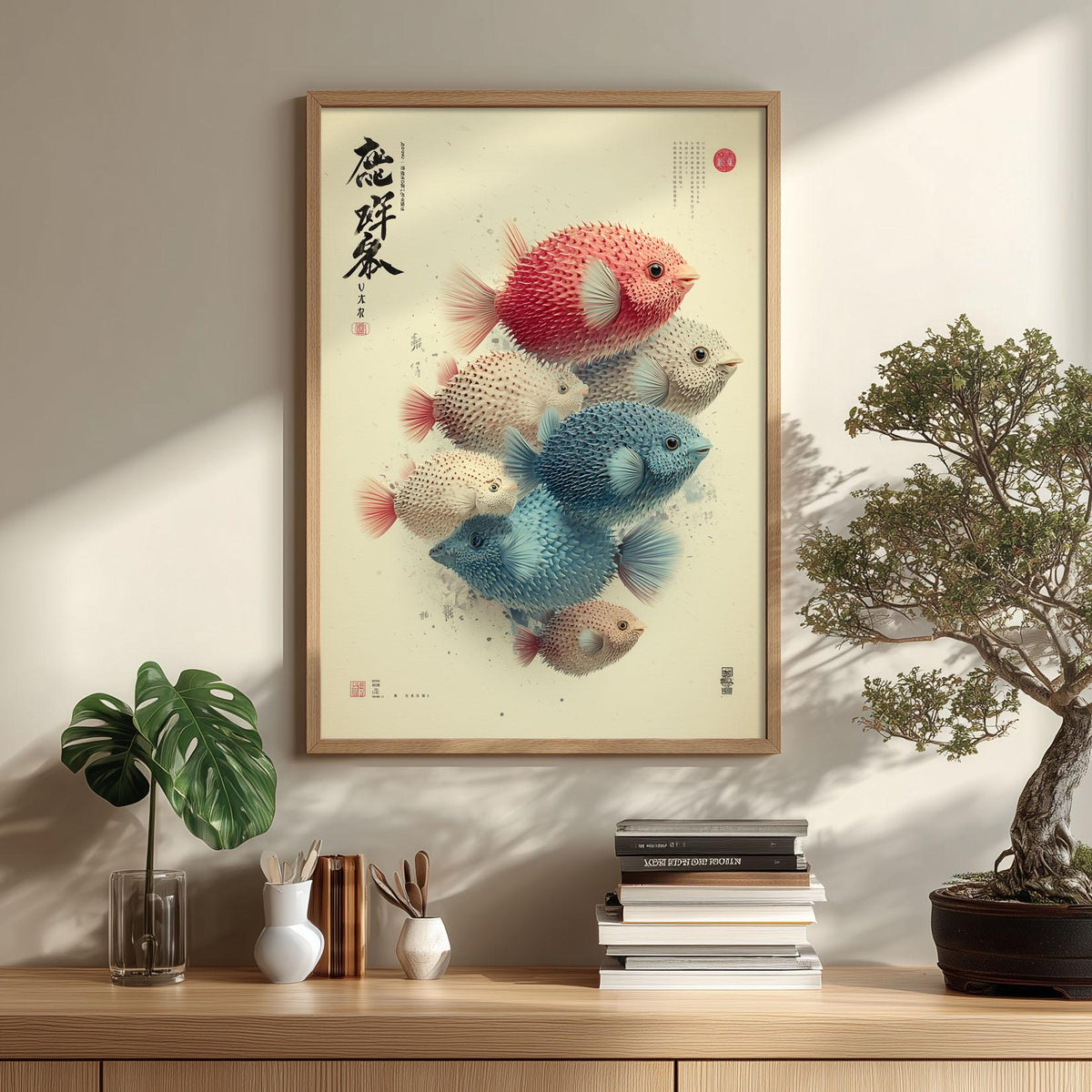 Pufferfish Wall Art | Japanese Style Marine Life Print