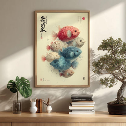 Pufferfish Wall Art | Japanese Style Marine Life Print