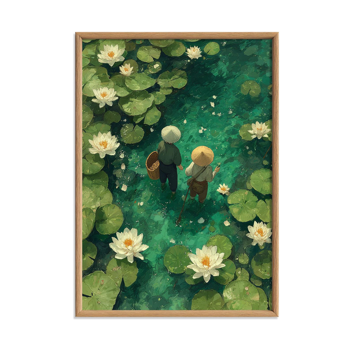 Water Lily Pond Art Print | Japanese Garden, Zen Nature Decor