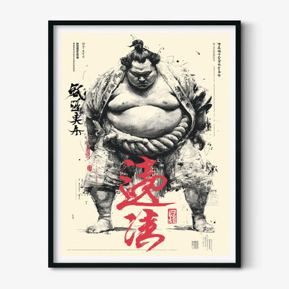 Sumo Wrestler Poster, Japanese Sports Wall Art, Bold Ink Art Print, Martial Arts Decor