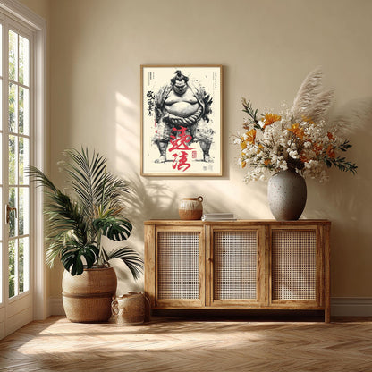 Sumo Wrestler Poster, Japanese Sports Wall Art, Bold Ink Art Print, Martial Arts Decor
