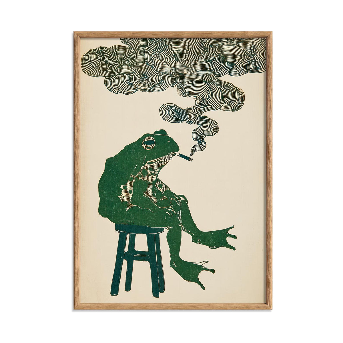 Frog Poster | Smoking Frog Wall Art | Quirky Animal Art Print | Funny Man Cave Decor