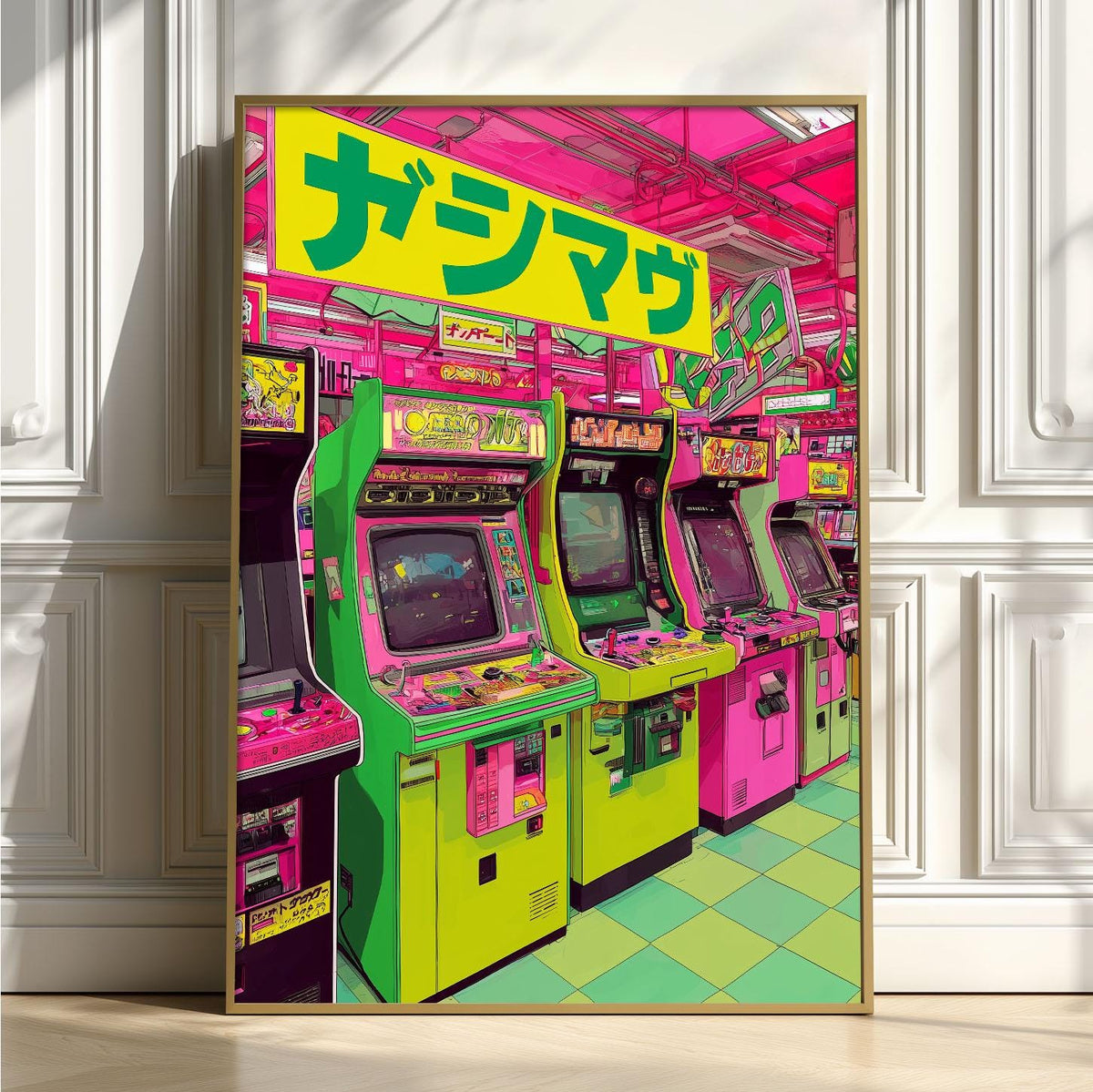 Japanese Arcade Art Print | Retro Gaming Wall Art | Neon Tokyo Poster | Gamer Room Decor