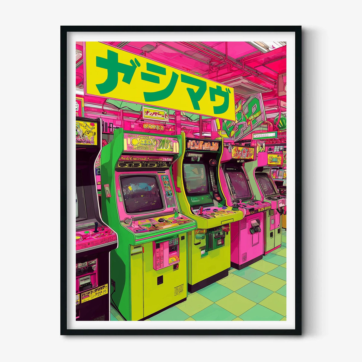 Japanese Arcade Art Print | Retro Gaming Wall Art | Neon Tokyo Poster | Gamer Room Decor