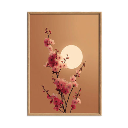 Cherry Blossom Moon Art Print | Pink Floral Japandi Spring Decor