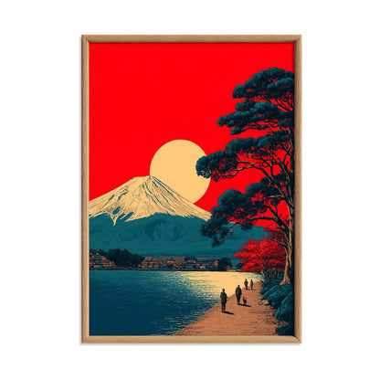 Mount Fuji Poster Print | Vintage Japanese Sunset Landscape Wall Art
