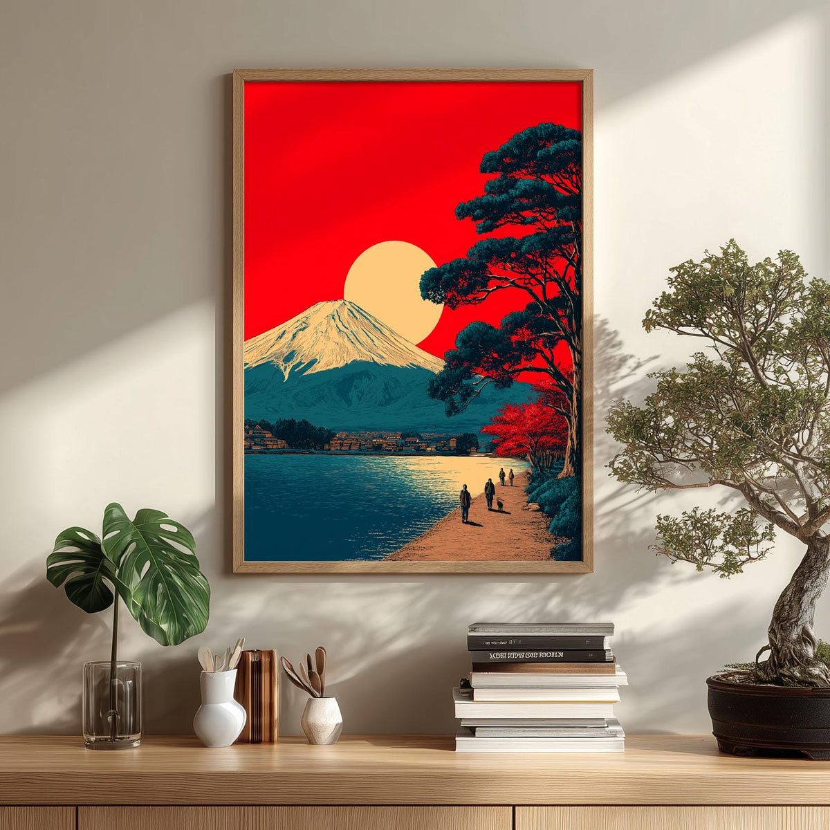Mount Fuji Poster Print | Vintage Japanese Sunset Landscape Wall Art