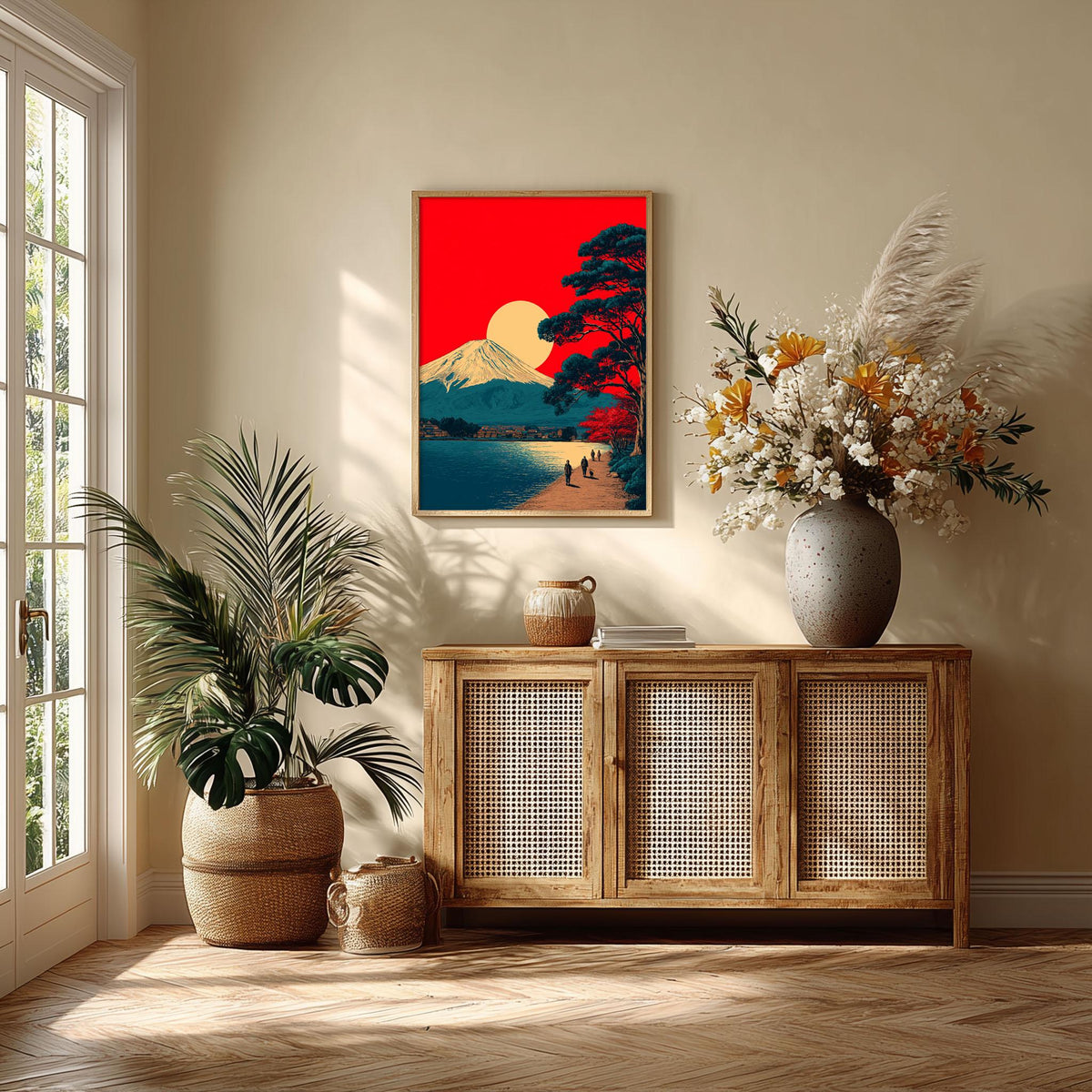 Mount Fuji Poster Print | Vintage Japanese Sunset Landscape Wall Art