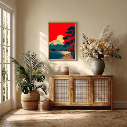 Mount Fuji Poster Print | Vintage Japanese Sunset Landscape Wall Art