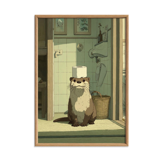 Otter Bathroom Print | Funny Toilet Wall Art | Whimsical Animal Poster | Quirky Bathroom Decor