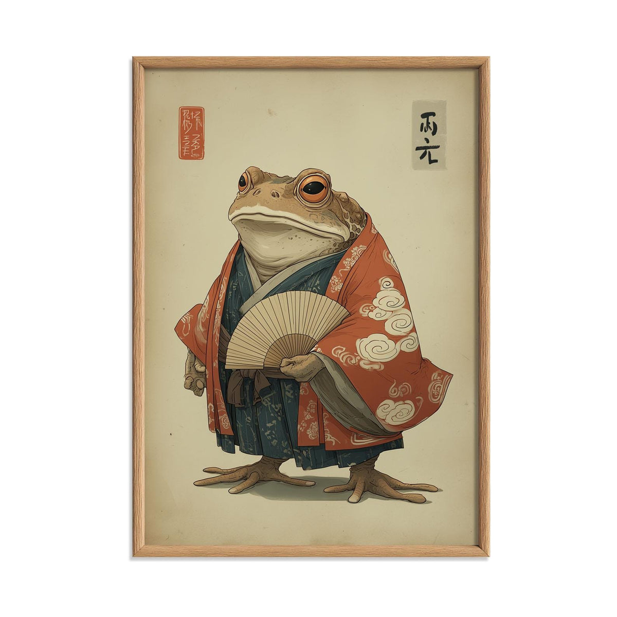 Frog Kimono Wall Art, Japanese Animal Poster, Whimsical Toad Print