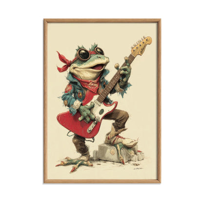 Frog Rock Guitarist Poster | Funky Animal Music Wall Art Print