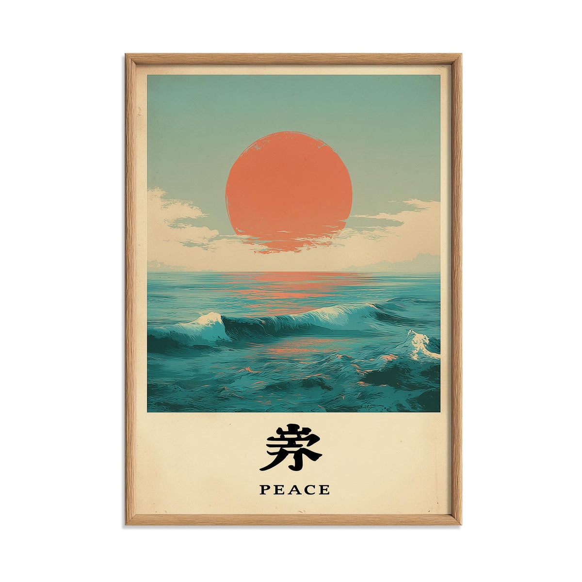 Japanese Sunset Ocean Wave Print | Coastal Zen Wall Art
