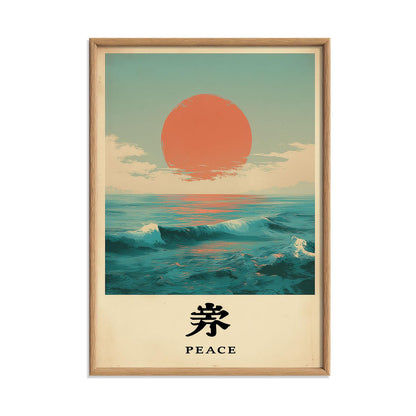 Japanese Sunset Ocean Wave Print | Coastal Zen Wall Art