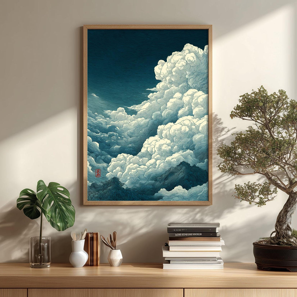 Cloud Print | Ukiyo-e Sky Wall Art | Japanese Cloud Poster | Mountain Landscape Decor