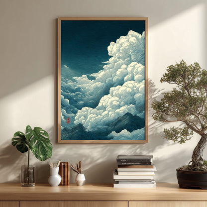 Cloud Print | Ukiyo-e Sky Wall Art | Japanese Cloud Poster | Mountain Landscape Decor