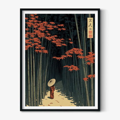 Bamboo Forest Poster Print | Japanese Autumn Wall Art | Travel Decor