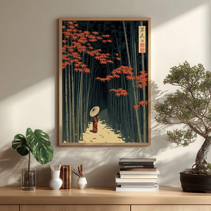 Bamboo Forest Poster Print | Japanese Autumn Wall Art | Travel Decor
