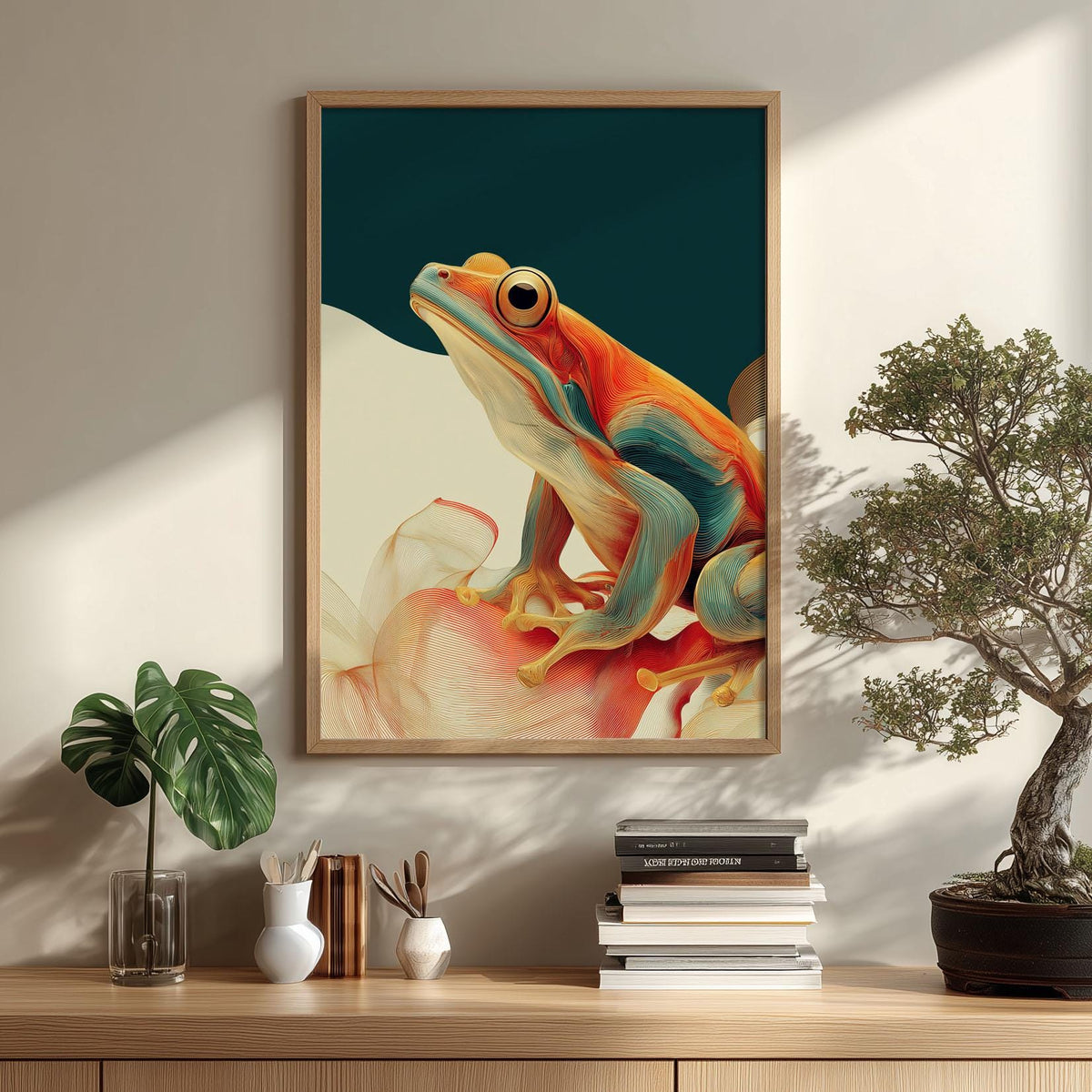 Frog Print | Colourful Animal Wall Art | Modern Amphibian Poster | Bold Nature Decor