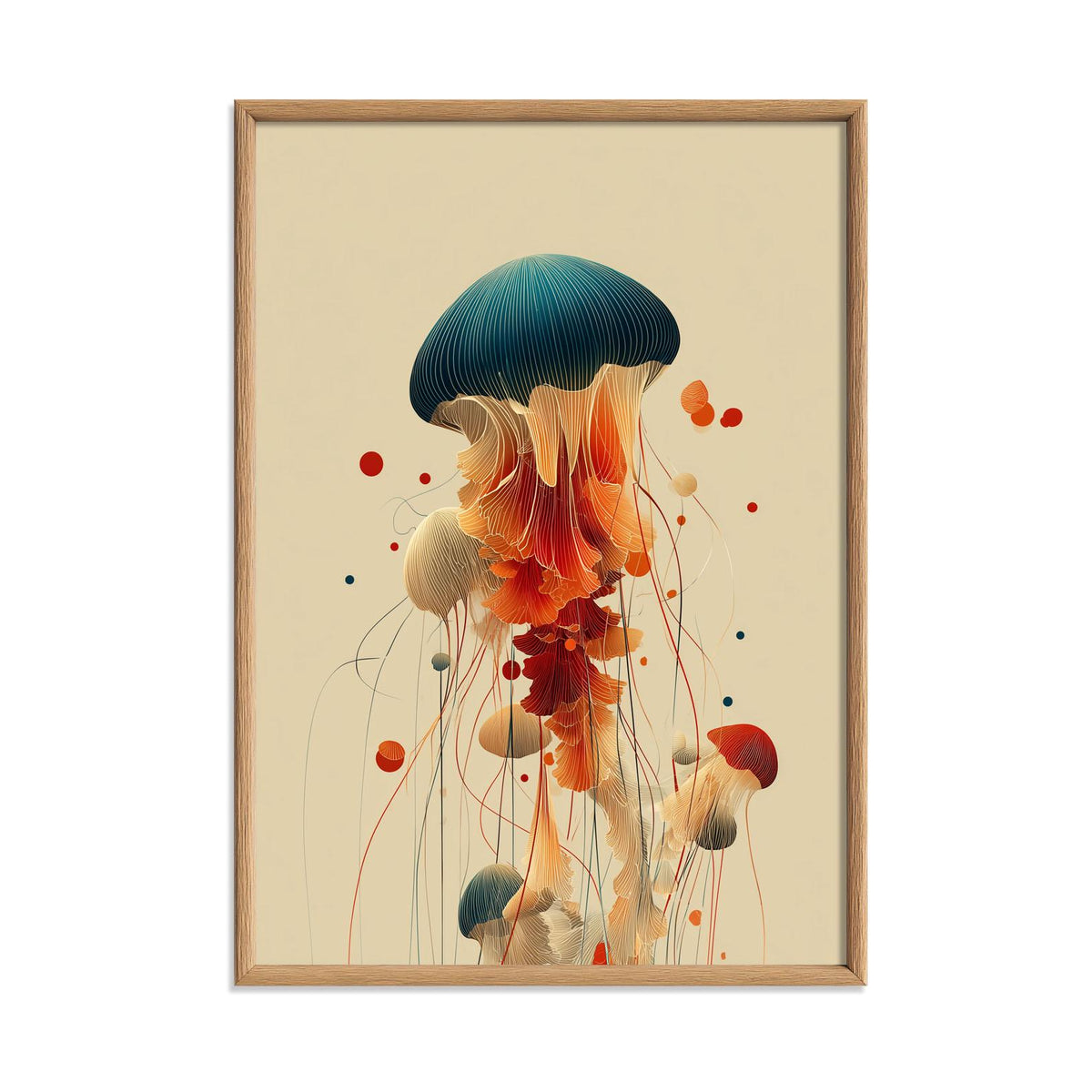 Jellyfish Wall Art Print, Ocean Animal Poster, Colourful Marine Print, Modern Coastal Decor