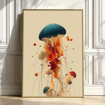 Jellyfish Wall Art Print, Ocean Animal Poster, Colourful Marine Print, Modern Coastal Decor