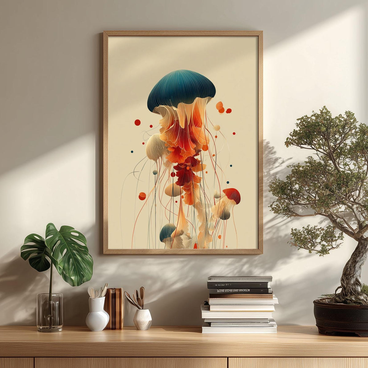 Jellyfish Wall Art Print, Ocean Animal Poster, Colourful Marine Print, Modern Coastal Decor