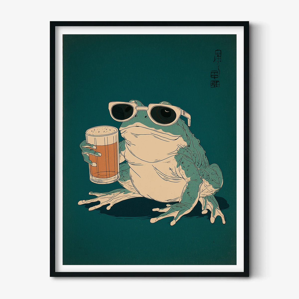 Beer Frog Poster Print, Funny Amphibian Wall Art, Quirky Pub Animal Decor