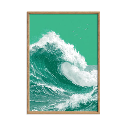 Ocean Wave Print, Coastal Graphic Style, Deep Navy Marine Decor