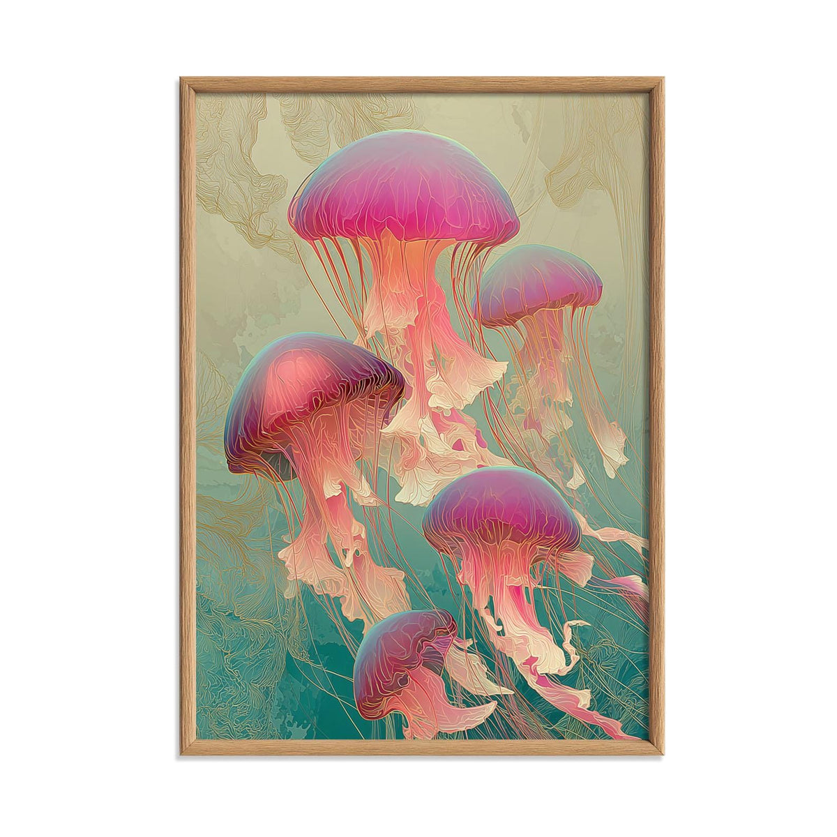 Pink Jellyfish Print, Art Nouveau Ocean Wall Art