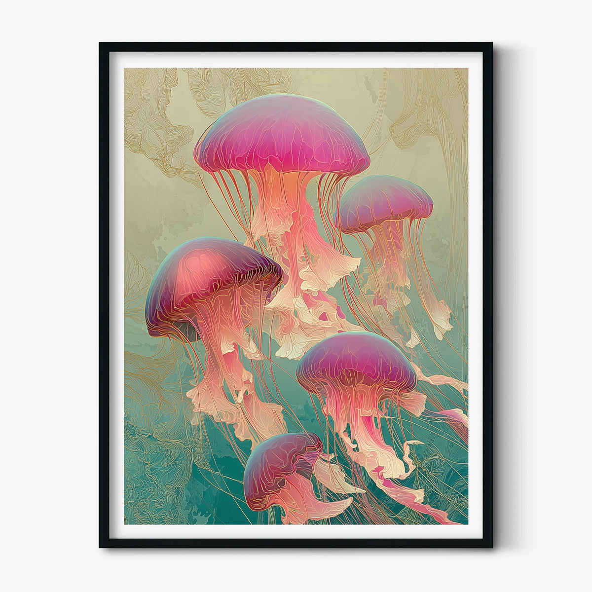 Pink Jellyfish Print, Art Nouveau Ocean Wall Art