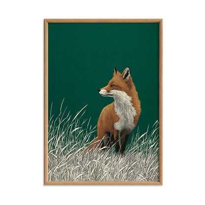 Red Fox Print, Woodland Animal Wall Art, Minimalist Nature Poster, Forest Home Decor