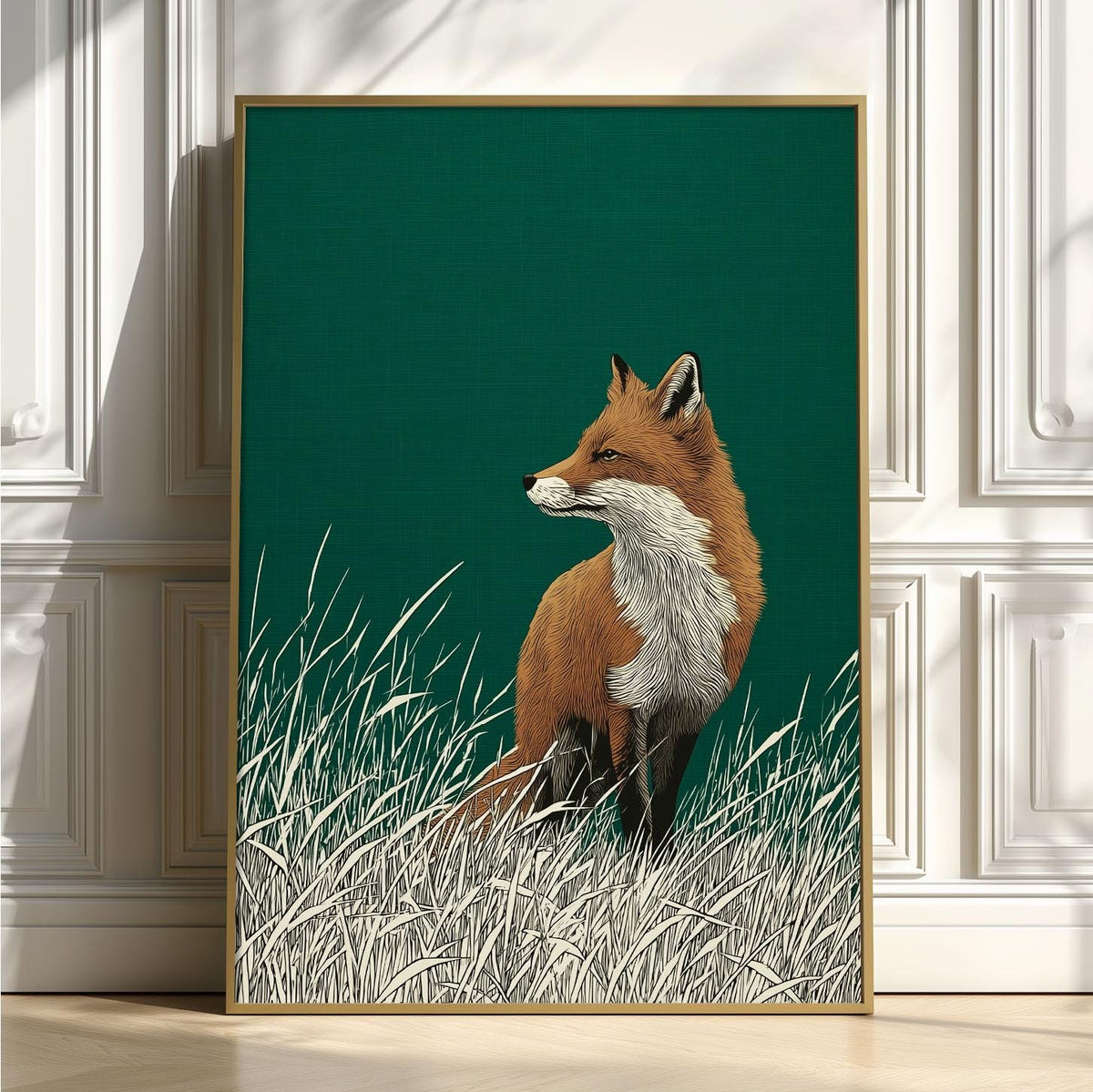 Red Fox Print, Woodland Animal Wall Art, Minimalist Nature Poster, Forest Home Decor