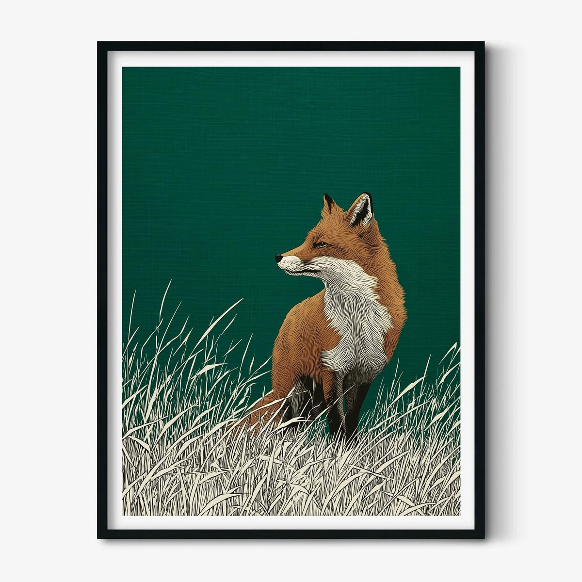 Red Fox Print, Woodland Animal Wall Art, Minimalist Nature Poster, Forest Home Decor