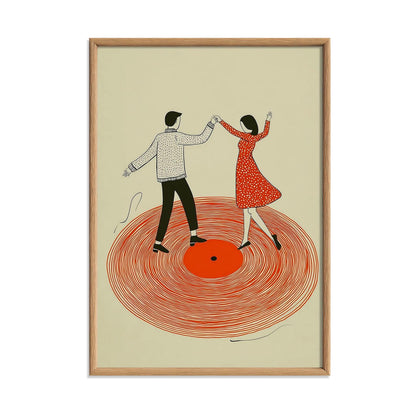 Dancing Couple Print, Vinyl Record Wall Art, Retro Music Poster, Romantic Home Decor