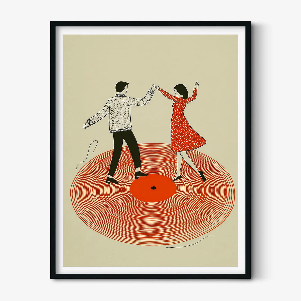 Dancing Couple Print, Vinyl Record Wall Art, Retro Music Poster, Romantic Home Decor