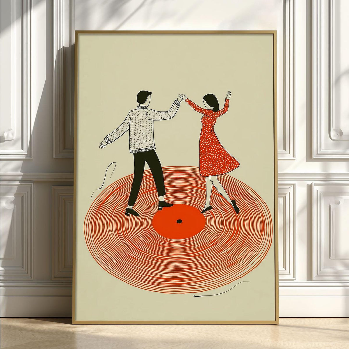 Dancing Couple Print, Vinyl Record Wall Art, Retro Music Poster, Romantic Home Decor