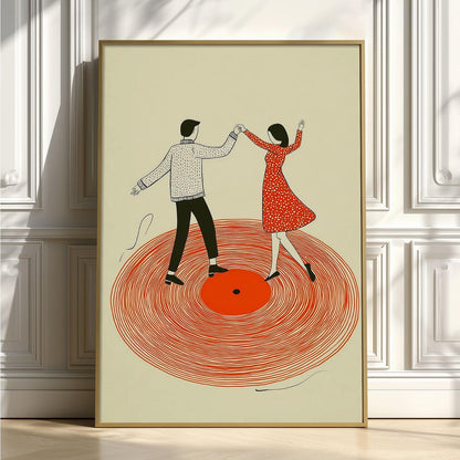 Dancing Couple Print, Vinyl Record Wall Art, Retro Music Poster, Romantic Home Decor