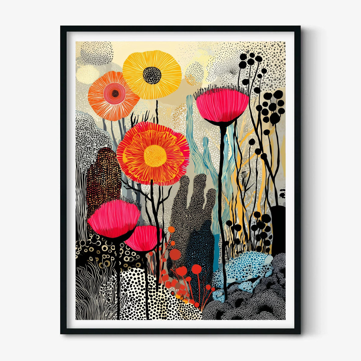 Abstract Floral Print, Colourful Flower Wall Art, Modern Botanical Poster, Maximalist Home Decor