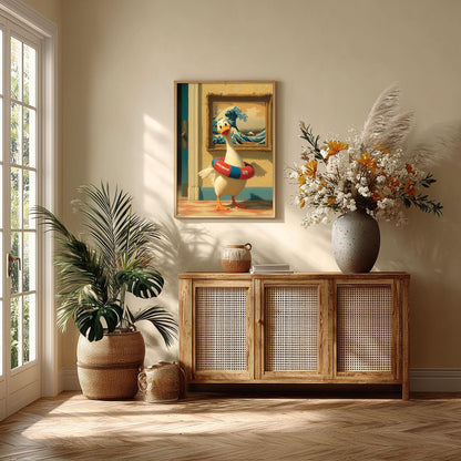Goose Print, Quirky Animal Wall Art, Funny Bathroom Poster, Humorous Home Decor