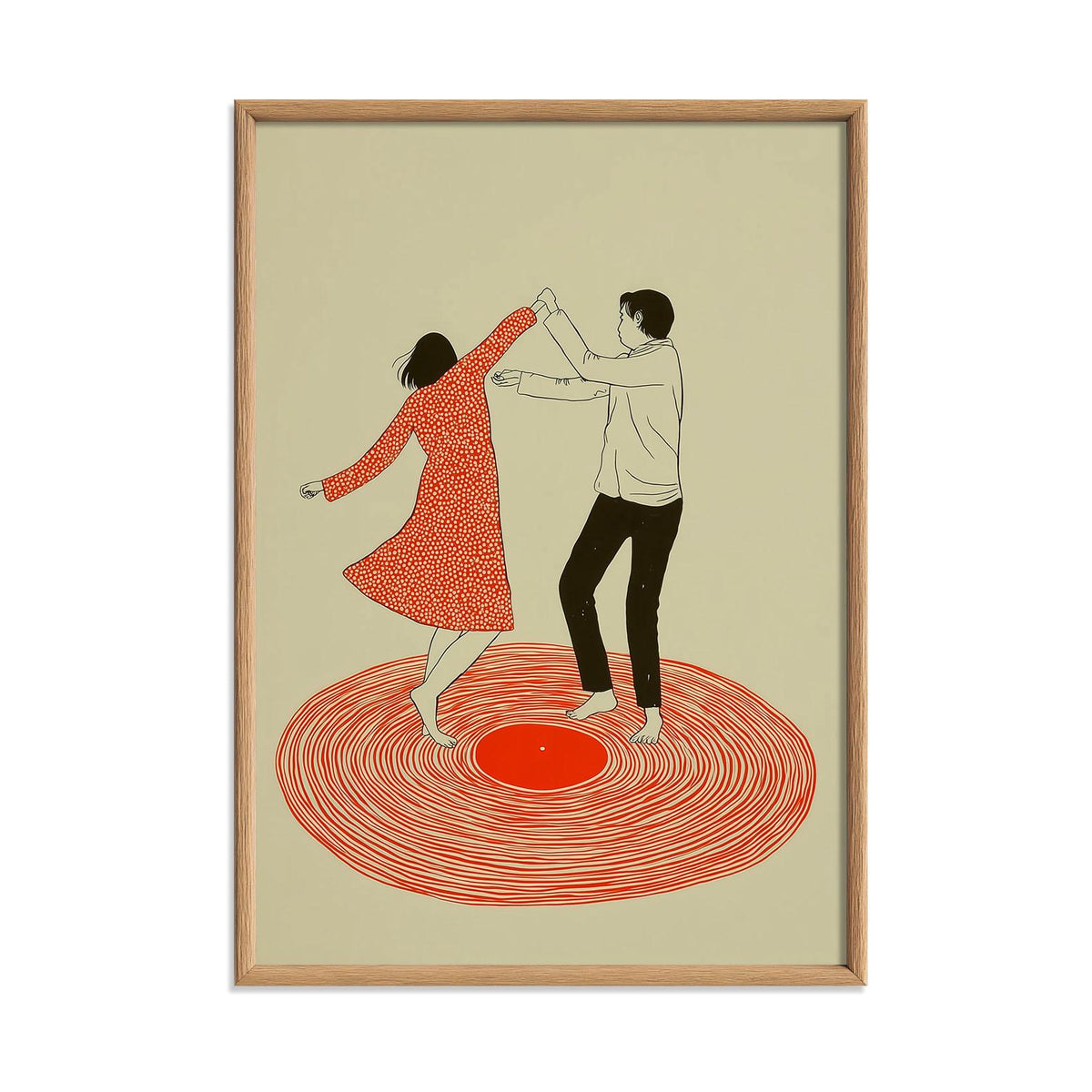 Dancing Couple Print, Vinyl Record Wall Art, Retro Music Poster, Romantic Home Decor