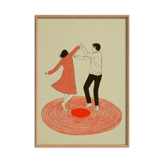 Dancing Couple Print, Vinyl Record Wall Art, Retro Music Poster, Romantic Home Decor