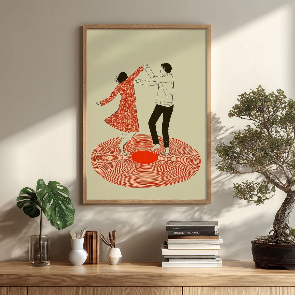 Dancing Couple Print, Vinyl Record Wall Art, Retro Music Poster, Romantic Home Decor