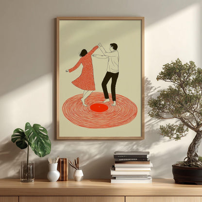 Dancing Couple Print, Vinyl Record Wall Art, Retro Music Poster, Romantic Home Decor