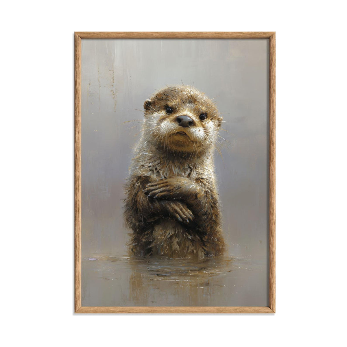 Otter Print, Wildlife Poster, Animal Wall Art, Neutral Illustration